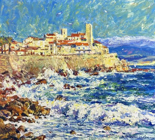 Light of Antibes. seascape by Andrey Chebotaru, Painting for Sale on Select