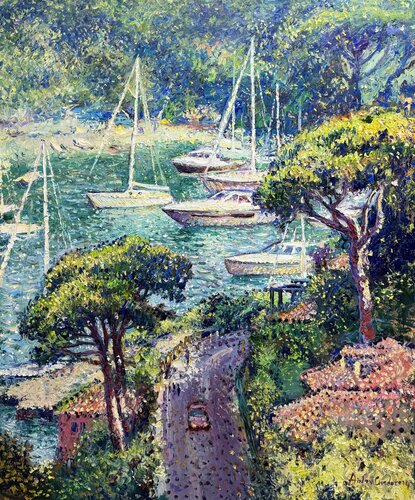 Portofino. Emerald harbor light by Andrey Chebotaru, Painting for Sale on Select