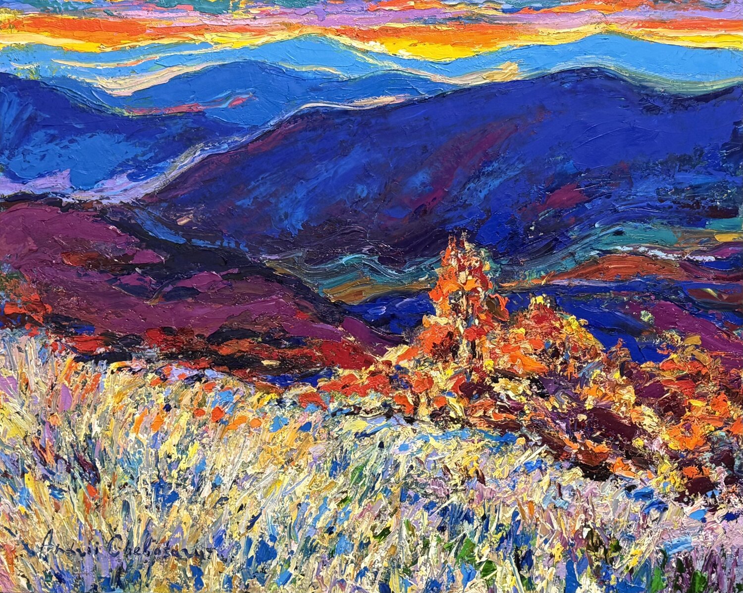 Energy of the mountains Andrey Chebotaru Original painting for sale