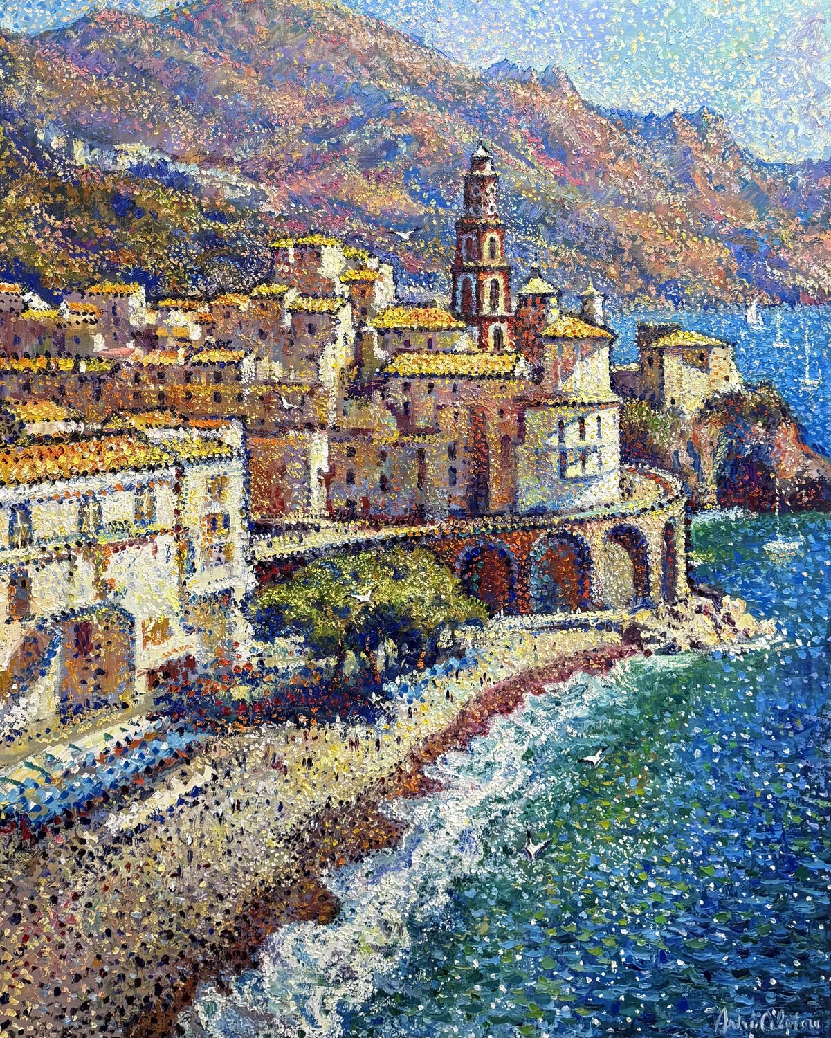 “Mediterranean symphony,  Amalfi coast” Andrey Chebotaru Original painting for sale