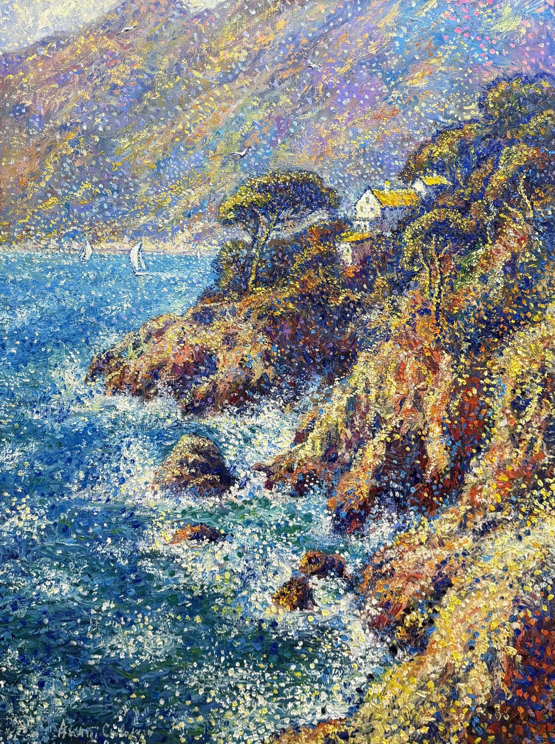 Radiant Amalfi coast Andrey Chebotaru Original painting for sale