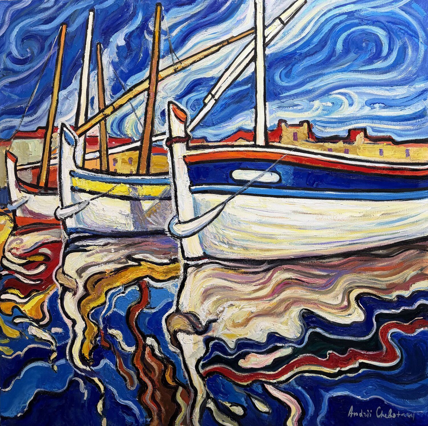 Dance of reflections. Saint-Tropez Andrey Chebotaru Original painting for sale