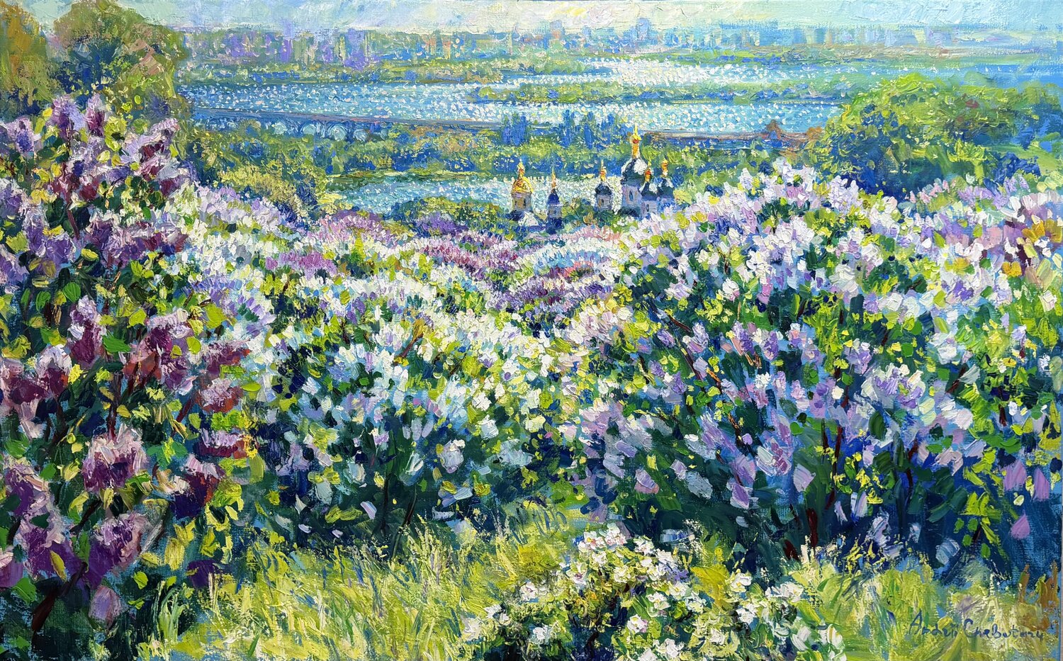 When Kyiv blooms Andrey Chebotaru Original painting for sale