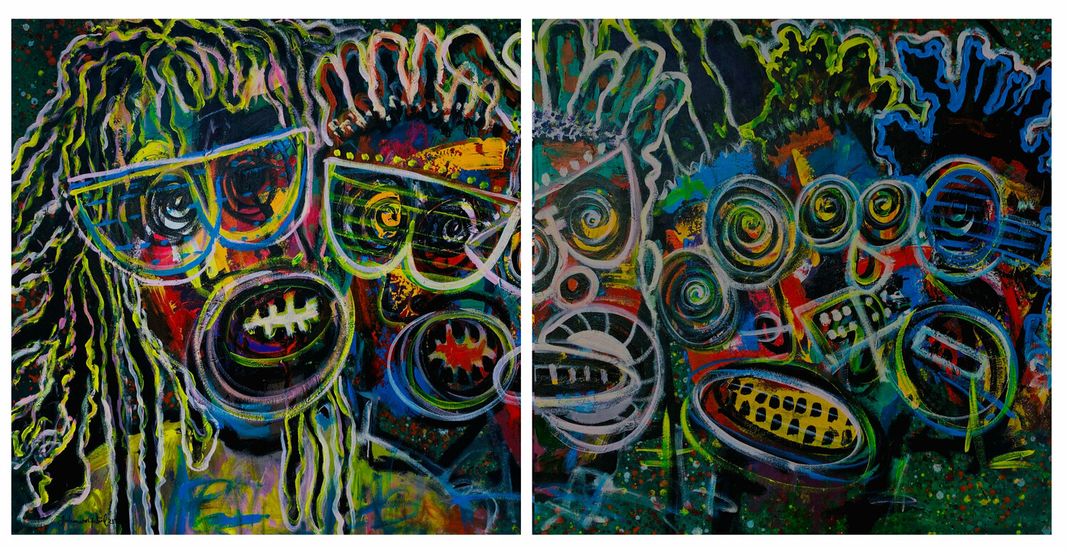 Six Cousins Gabriel Jideonwor Original painting for sale