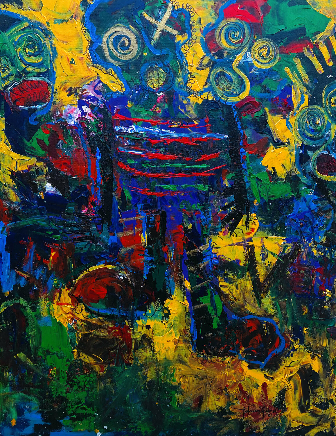 Spectators 2 Gabriel Jideonwor Original painting for sale