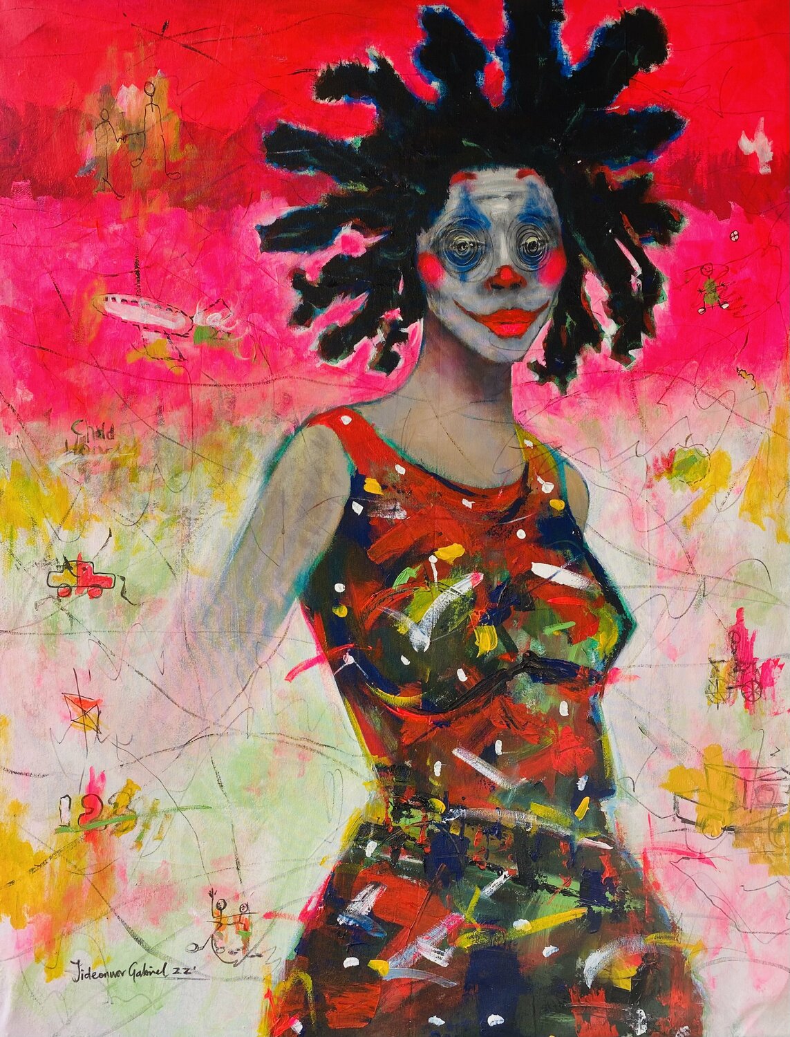 Childhood 2 Gabriel Jideonwor Original painting for sale