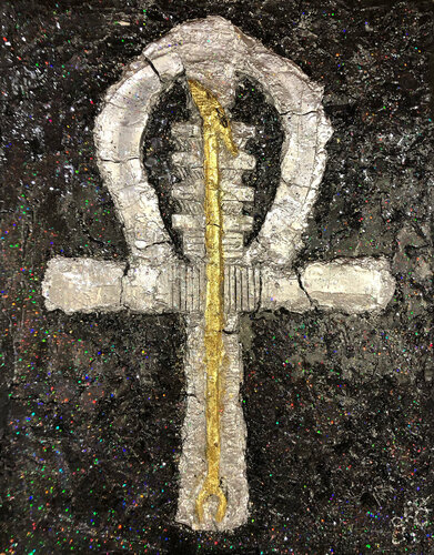 aeon 64: ankh and the djed pillar. by Jason Lincoln Jeffers, Painting for Sale on Select