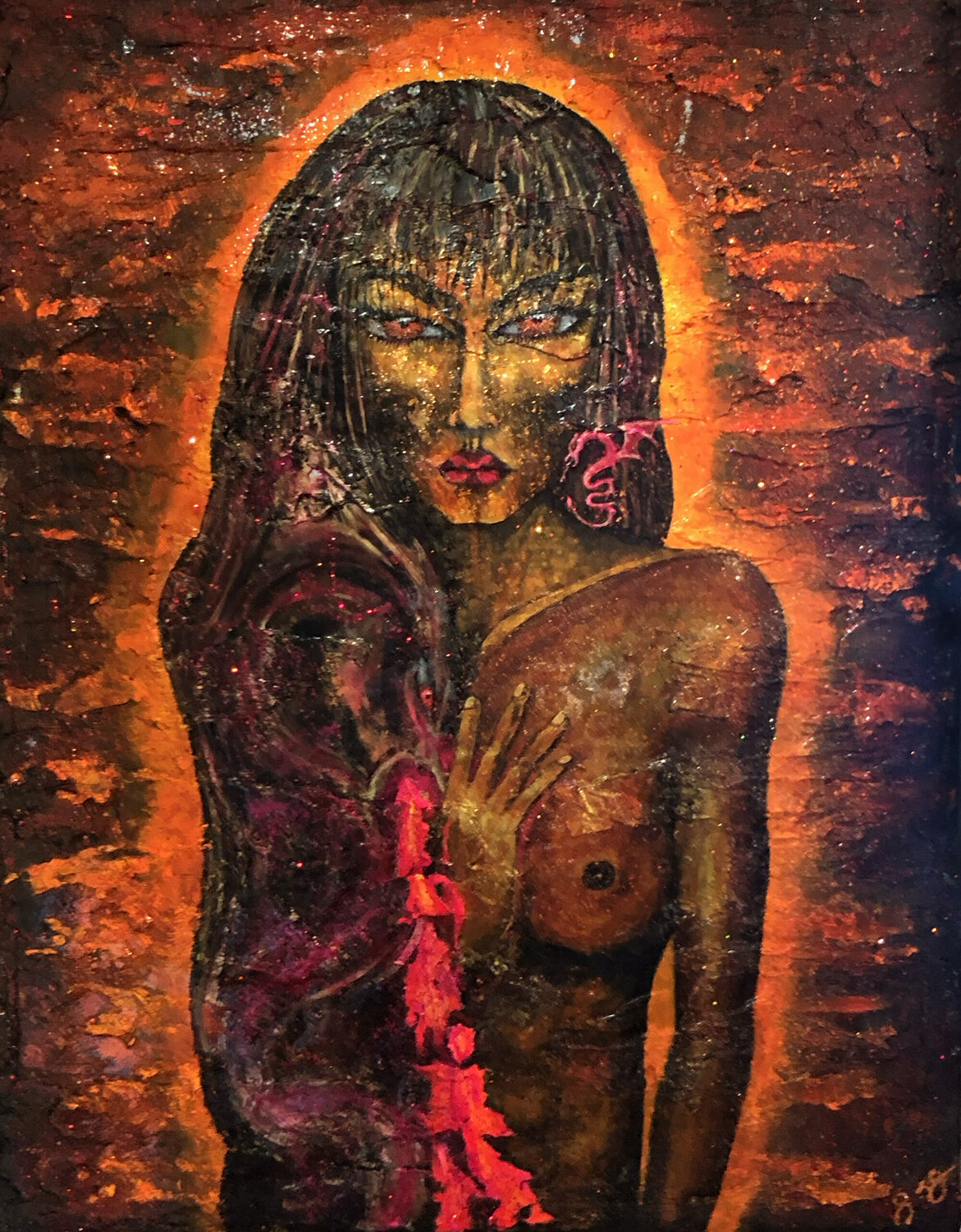 quan yin 9: the pink dragon. Jason Lincoln Jeffers Original painting for sale