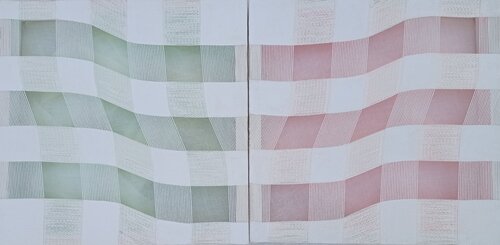 Fra tela e muro: Riflessi complementari 3 (dittico) by Giustino Caposciutti, Painting for Sale on Select