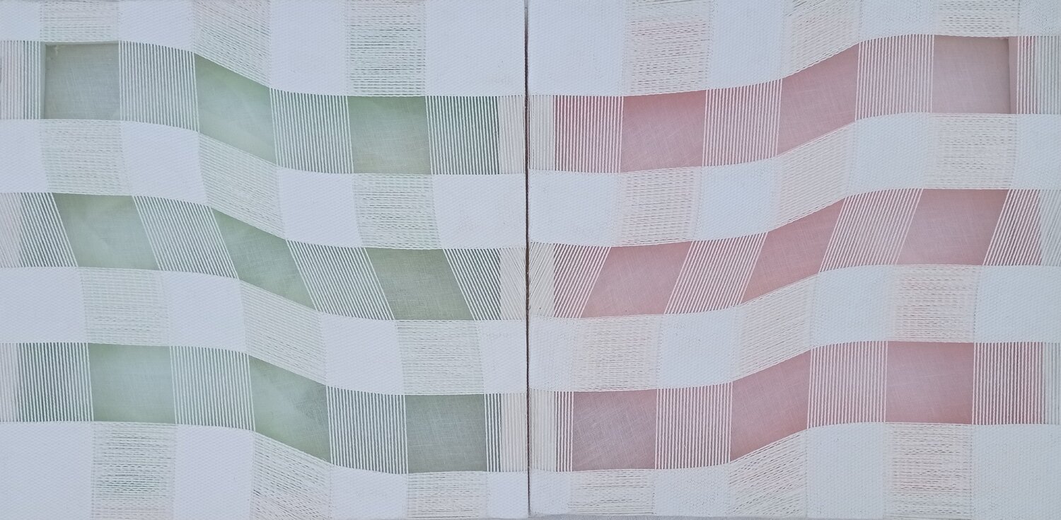 Fra tela e muro: Riflessi complementari 3 (dittico) Giustino Caposciutti Original painting for sale