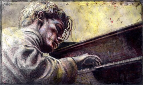 Glenn Gould by Andreas Noßmann, Drawing for Sale on Select