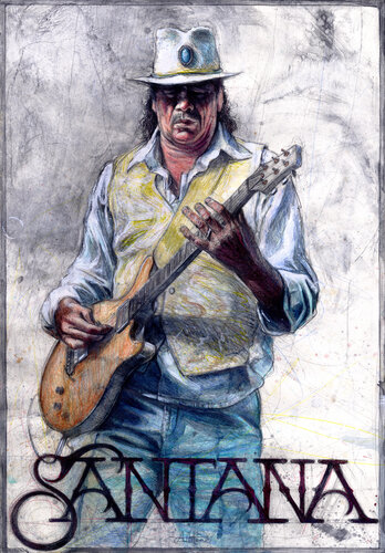 Carlos Santana by Andreas Noßmann, Drawing for Sale on Select