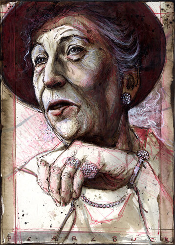 Pearl S. Buck by Andreas Noßmann, Drawing for Sale on Select