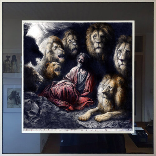 Daniel in der Löwengrube by Andreas Noßmann, Drawing for Sale on Select