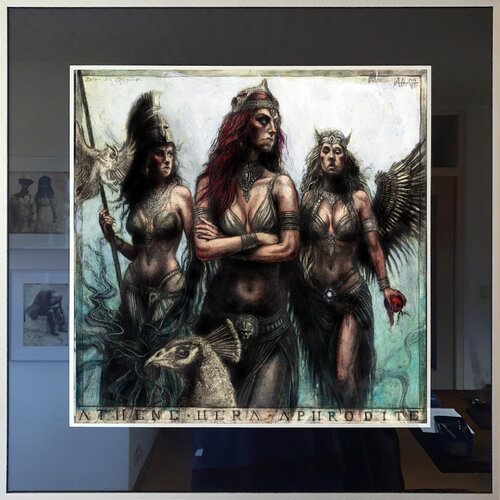 Diven des Olymps - Athene, Hera, Aphrodite by Andreas Noßmann, Drawing for Sale on Select
