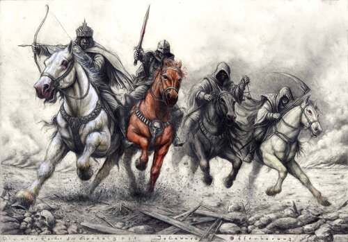 Die vier Reiter der Apokalypse by Andreas Noßmann, Drawing for Sale on Select