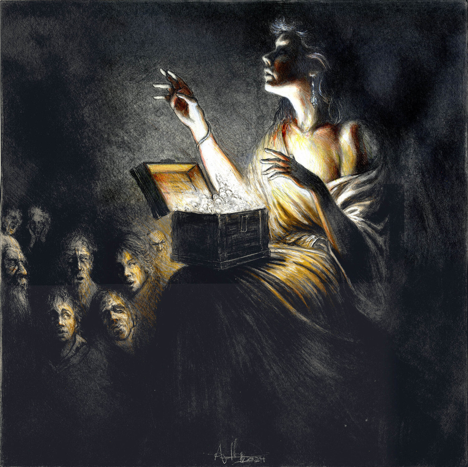 Die Büchse der Pandora Andreas Noßmann Drawing for sale
