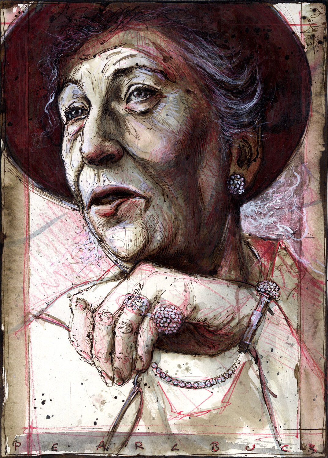 Pearl S. Buck Andreas Noßmann Drawing for sale