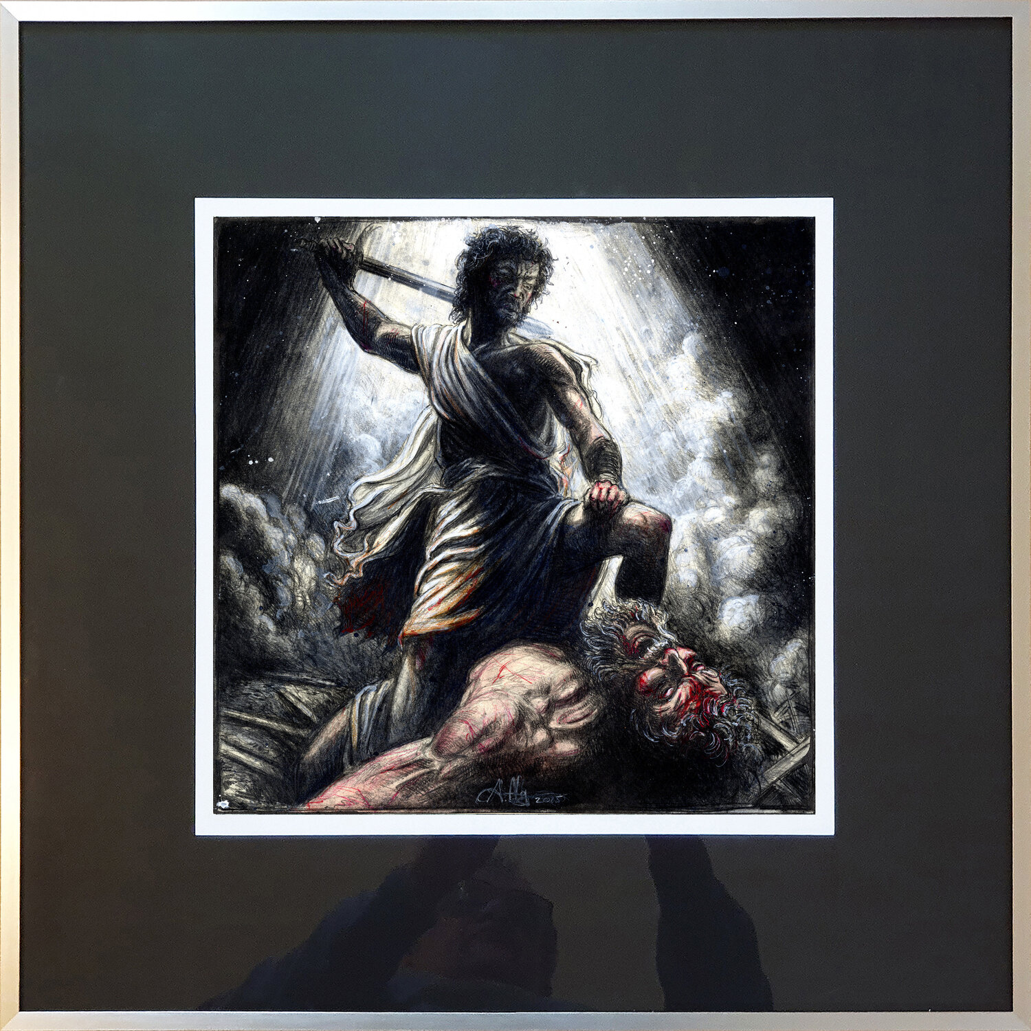 Fall und Tod des Goliath Andreas Noßmann Drawing for sale