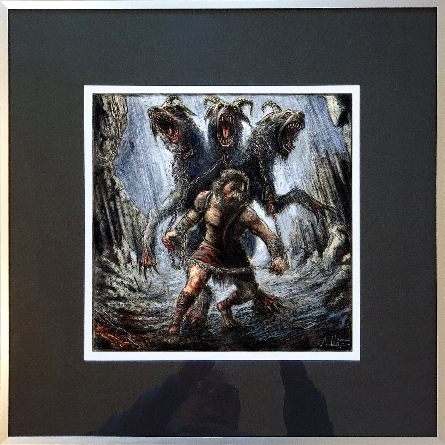 Herakles - Die Entführung des Kerberos Andreas Noßmann Drawing for sale