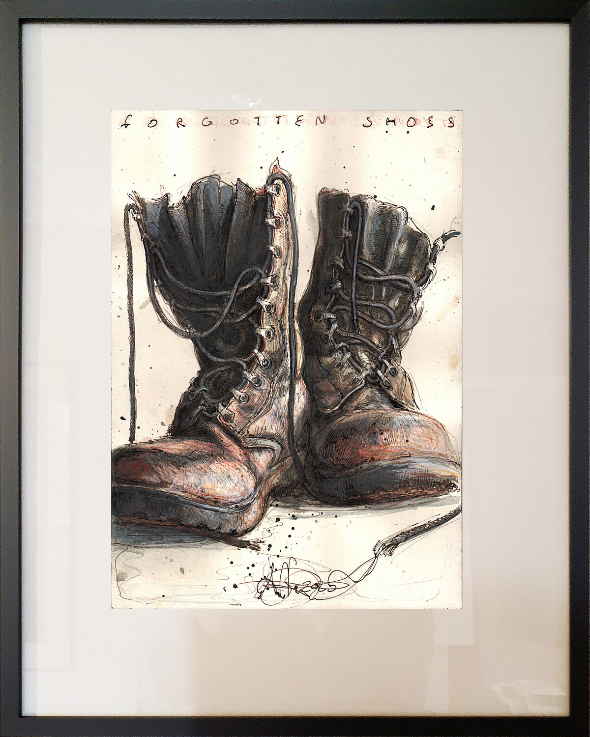 Forgotten Shoes Andreas Noßmann Drawing for sale