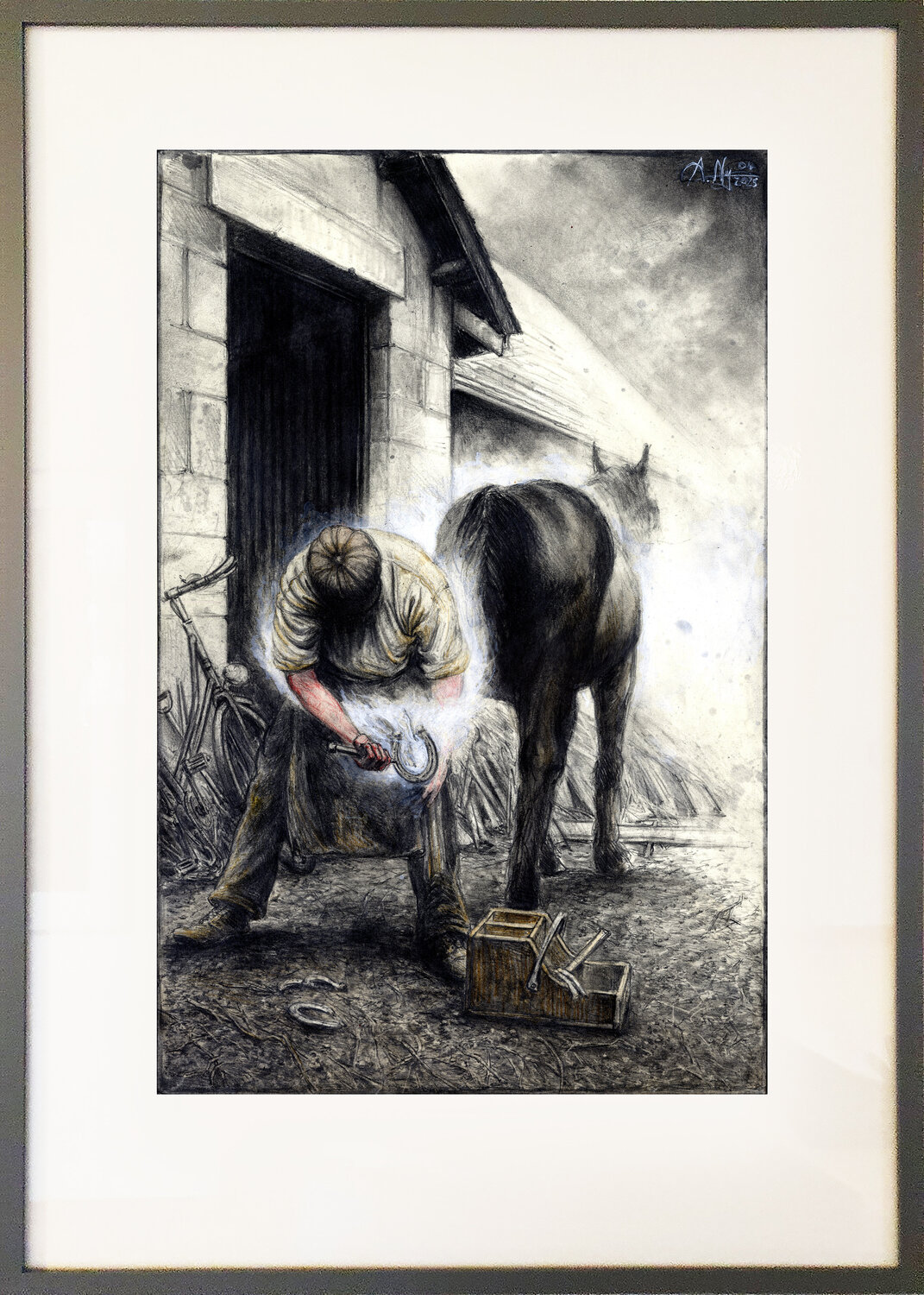 Old Farrier Andreas Noßmann Drawing for sale