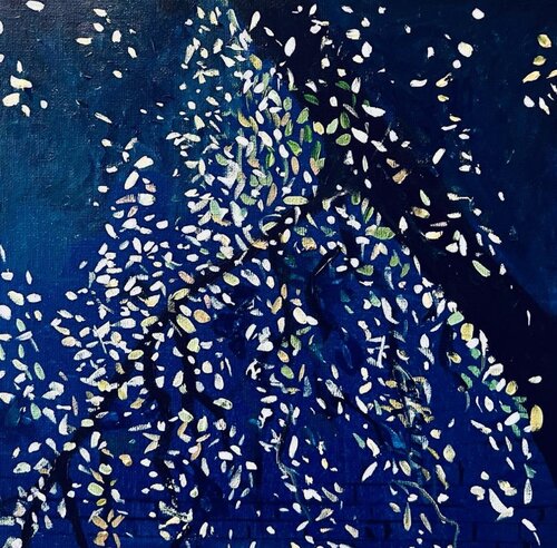 Autumn Against The Dark Blue by Shabs Beigh, Painting for Sale on Select