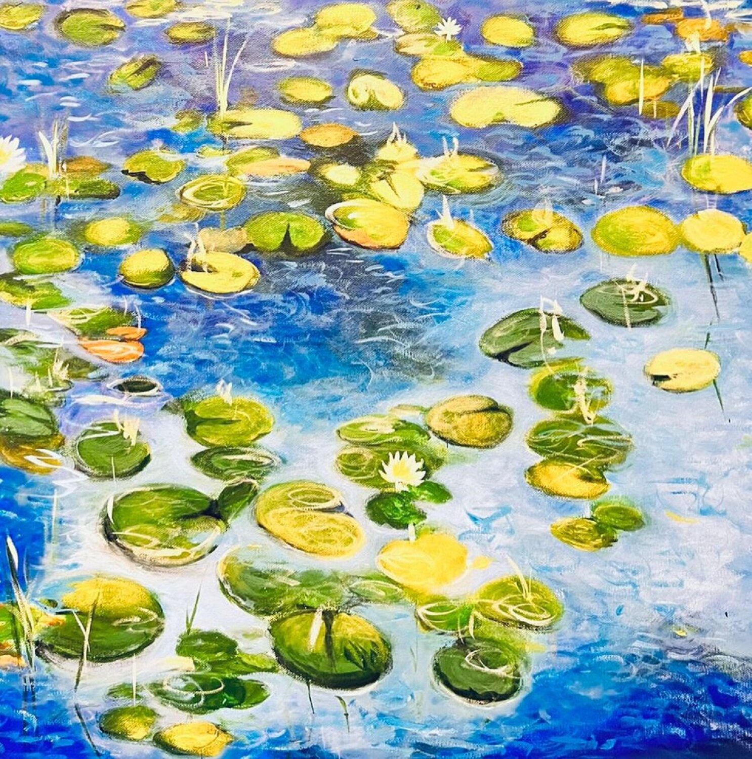 Lilies At Night Shabs Beigh Original painting for sale