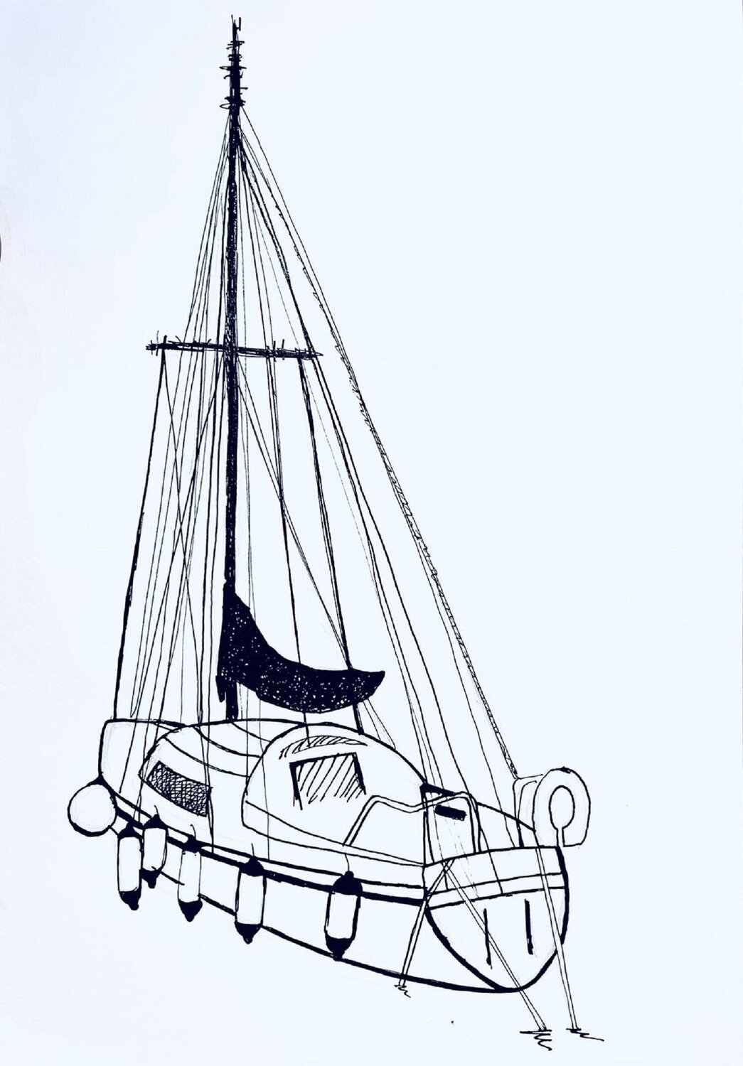 Sailing Dreams Shabs Beigh Drawing for sale