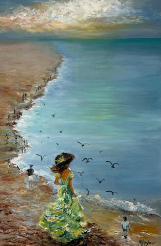 Contemplating the Ocean von Miroslava Lipovec Friedman, Malerei kaufen auf Select