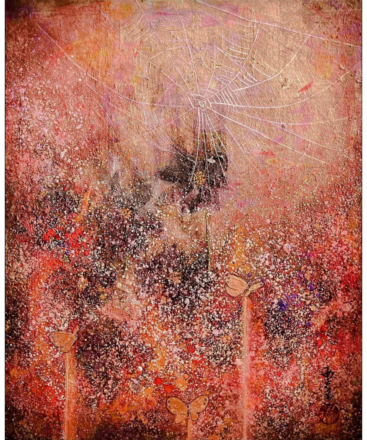 妖花と朝蜘蛛　Bewitching Flower and Morning Spider II Asami GOTO Original painting for sale