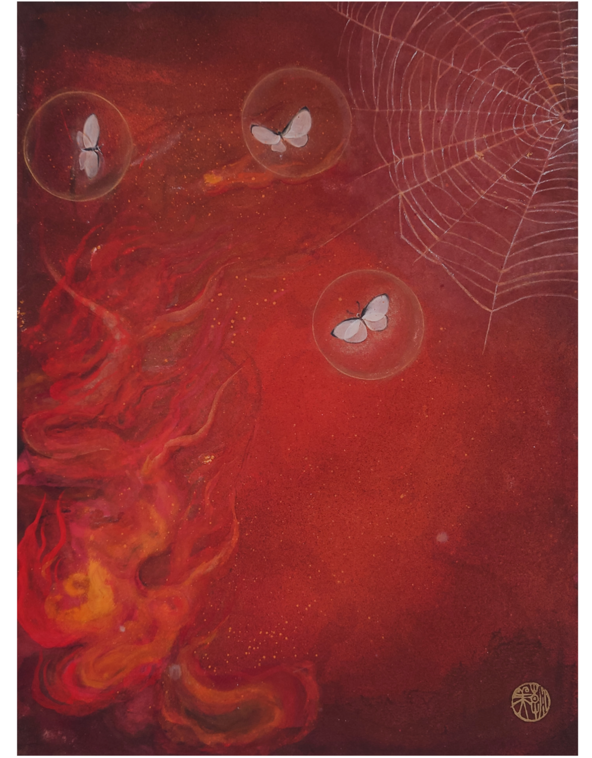 飛焔（ひえん）HIEN Ⅳ    Cycle in Crimson Asami GOTO Original painting for sale