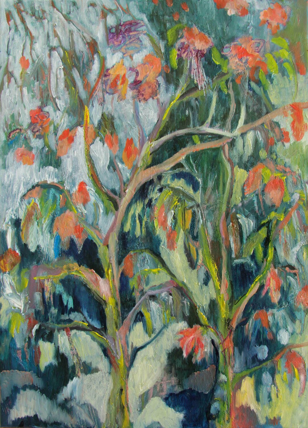 Poplar Wood N'Roses Franziska Ostermeier Original painting for sale