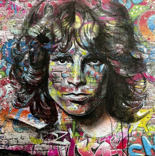 Jim Morrison - On the Wall by Inga Mihailovic, Painting for Sale on Select