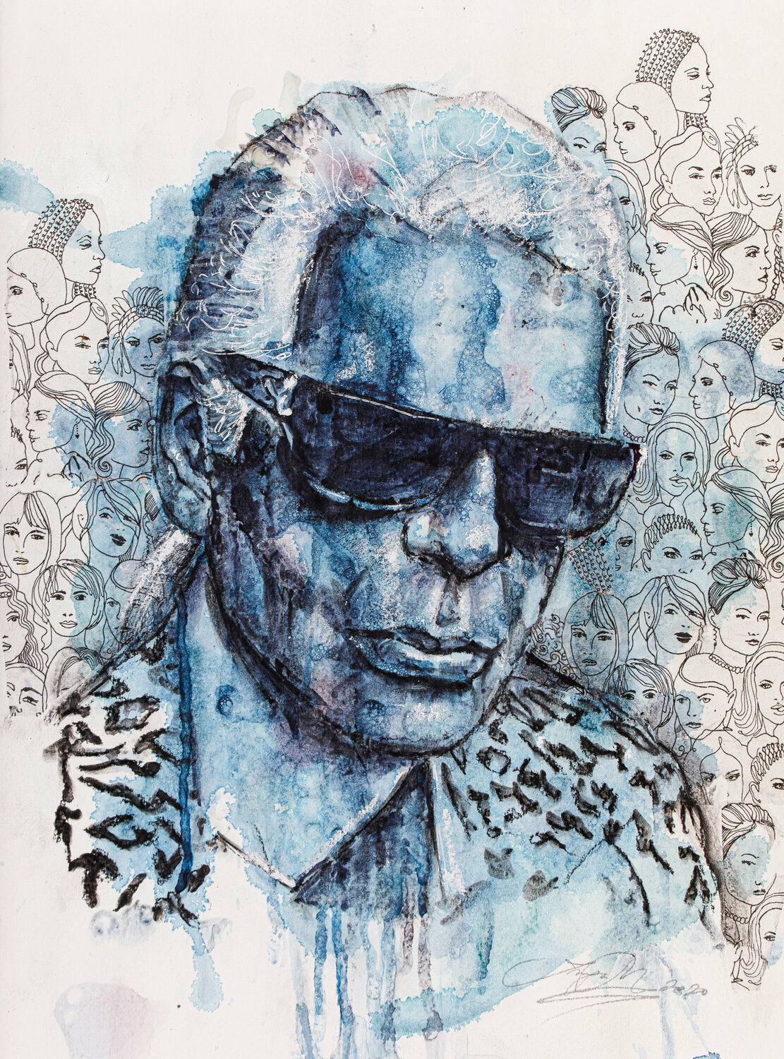 Karl und die Frauen Inga Mihailovic Original painting for sale