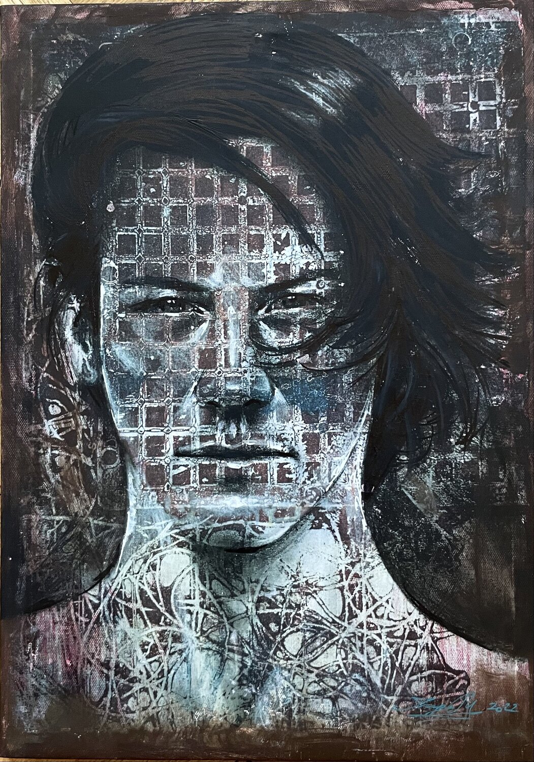 Prison in Mind (Keanu ) Inga Mihailovic Original painting for sale