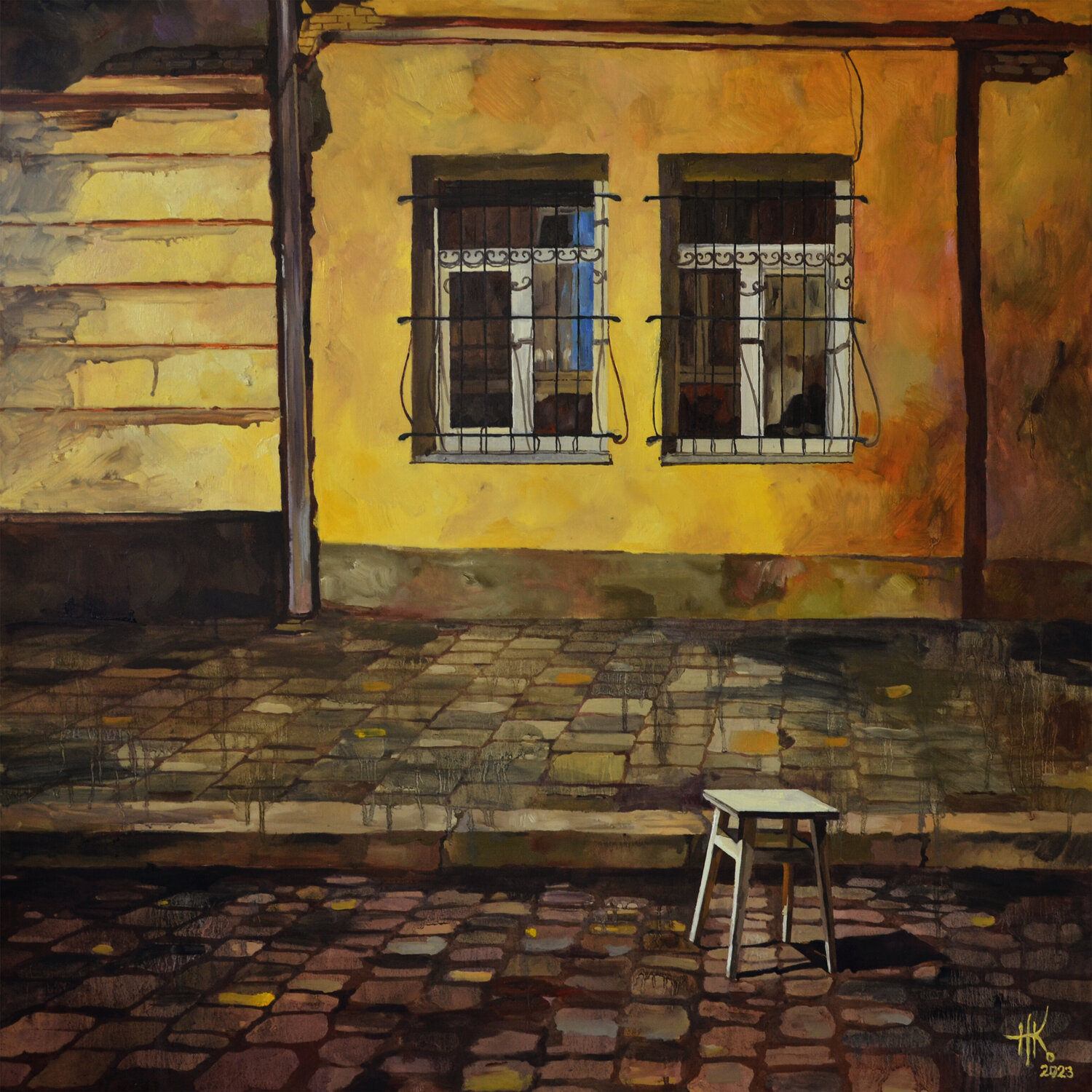 Stool. Under the Street Lights Zhanna Kondratenko Original painting for sale