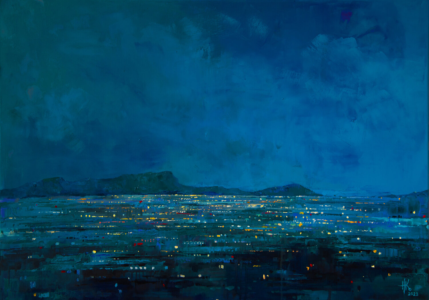 The Dark Blue Symphony Zhanna Kondratenko Original painting for sale