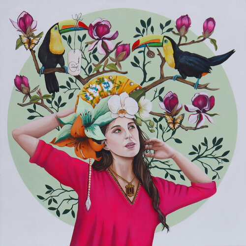 Anaïs et les toucans bavards by Nathalie Roure, Painting for Sale on Select
