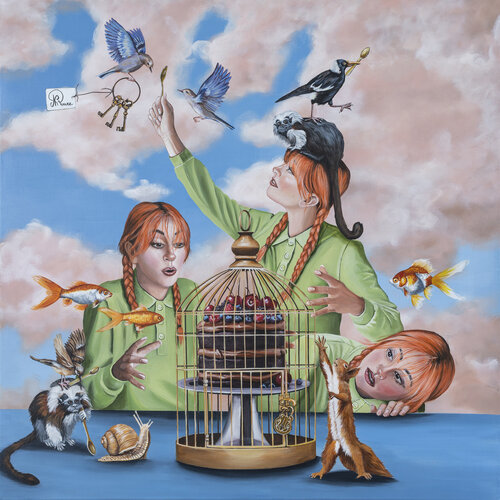 Fable gourmande : Ne pas céder à la gourmandise ! by Nathalie Roure, Painting for Sale on Select