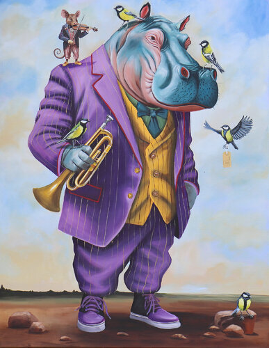 Sérénade pour les mésanges by Nathalie Roure, Painting for Sale on Select