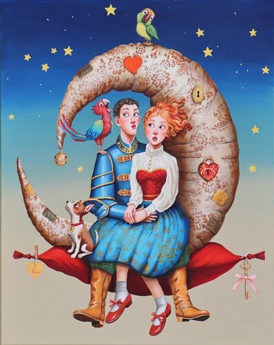 Déclaration au clair de lune by Nathalie Roure, Painting for Sale on Select