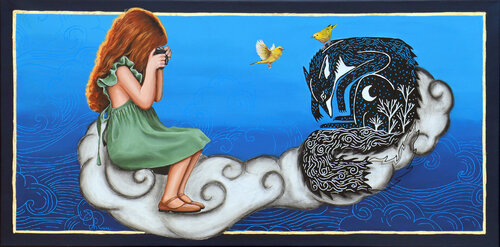 Le Renard et la petite fille by Nathalie Roure, Painting for Sale on Select