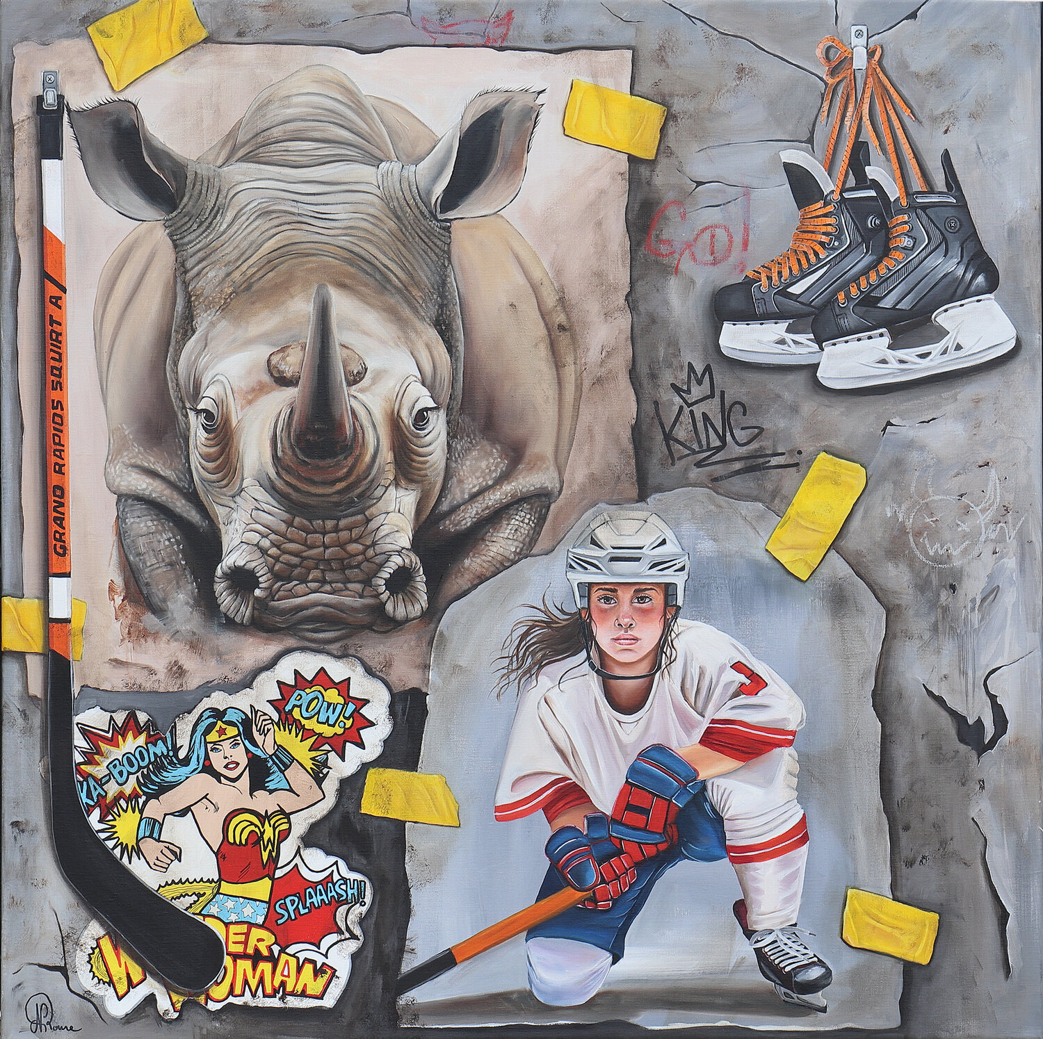 Sur la Glace, une Force Inébranlable Nathalie Roure Original painting for sale
