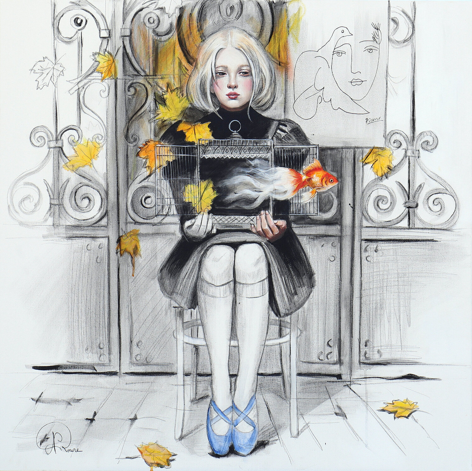 La liberté est le droit de choisir sa propre voie Nathalie Roure Original painting for sale