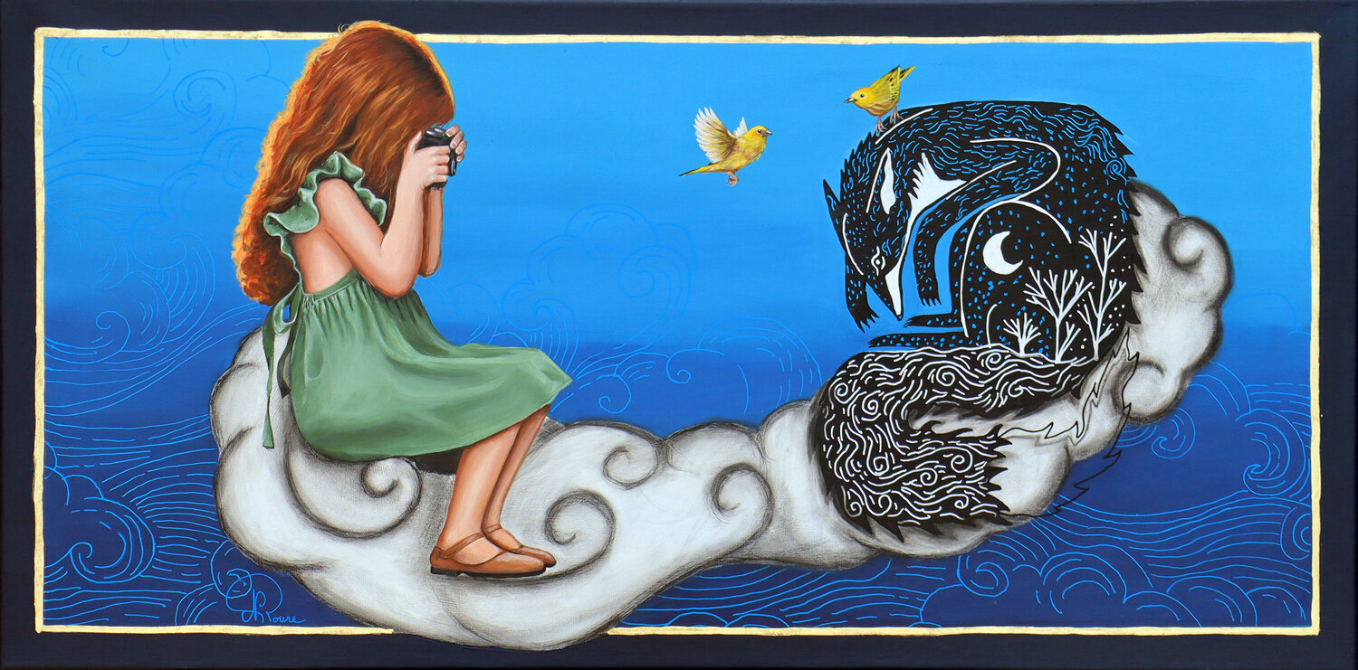 Le Renard et la petite fille Nathalie Roure Original painting for sale