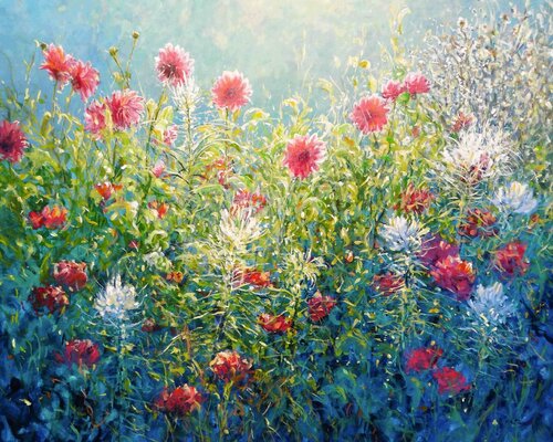 Dahlias Song by Mariusz Kaldowski, Painting for Sale on Select