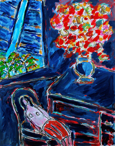 La siesta roja by Jean Mirre, Painting for Sale on Select