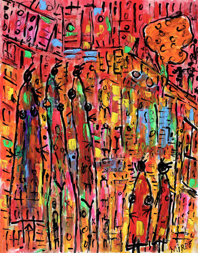 Red cities by Jean Mirre, Painting for Sale on Select