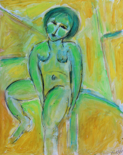 Nu vert et jaune by Jean Mirre, Painting for Sale on Select